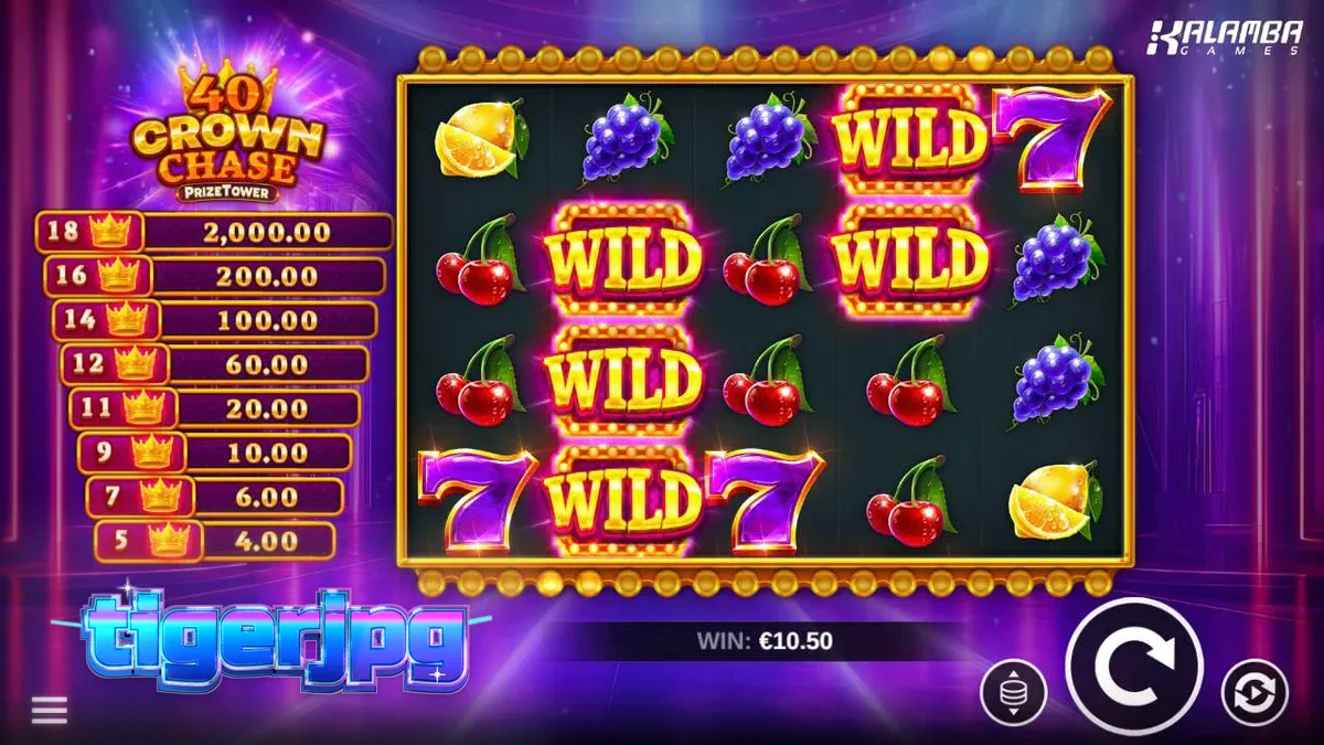 Tampilan visual slot 40 Crown Chase PrizeTower dengan latar belakang kerajaan